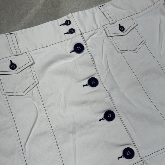 LL Bean Size 20 Beige Canvas A-Line Visible Stitching Button Front Skirt Y2K - Picture 4 of 10